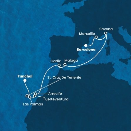 Španělsko, Francie, Itálie, Portugalsko z Barcelony na lodi Costa Diadema