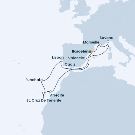 Španělsko, Francie, Itálie, Portugalsko z Barcelony na lodi Costa Diadema