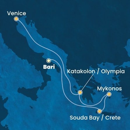 Itálie, Řecko z Bari na lodi Costa Deliziosa