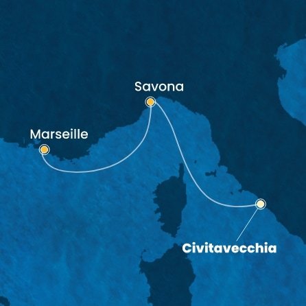 Itálie, Francie z Civitavecchia na lodi Costa Smeralda