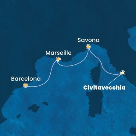Itálie, Francie, Španělsko z Civitavecchia na lodi Costa Toscana