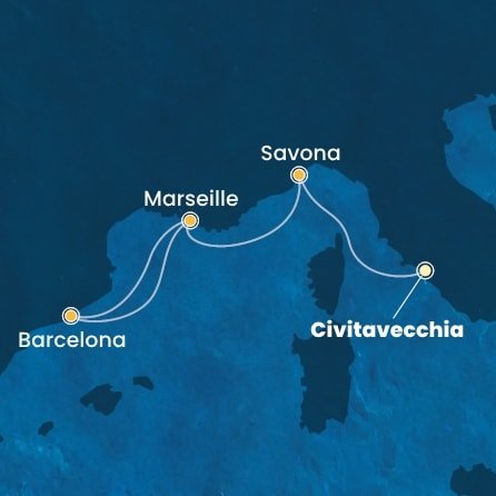 Itálie, Francie, Španělsko z Civitavecchia na lodi Costa Toscana