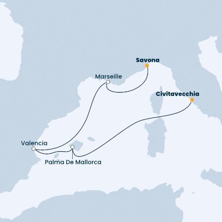 Itálie, Španělsko, Francie z Civitavecchia na lodi Costa Diadema