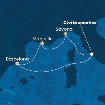 Itálie, Francie, Španělsko z Civitavecchia na lodi Costa Smeralda