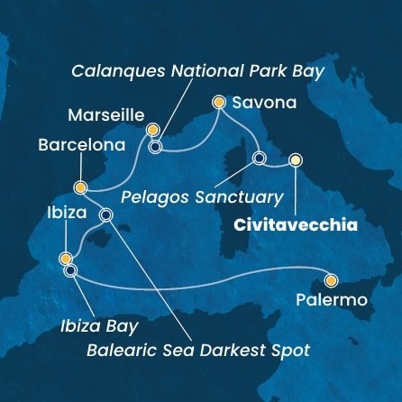 Itálie, Francie, Španělsko z Civitavecchia na lodi Costa Toscana
