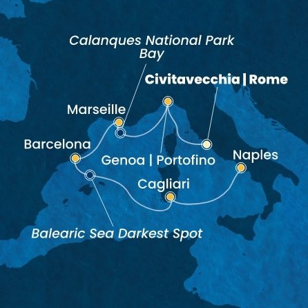 Itálie, Francie, Španělsko z Civitavecchia na lodi Costa Toscana