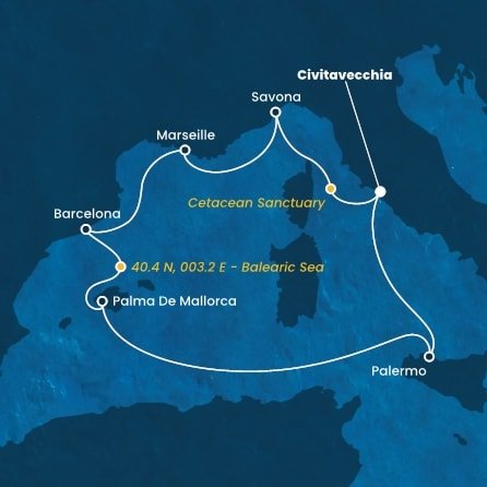 Itálie, Francie, Španělsko z Civitavecchia na lodi Costa Toscana