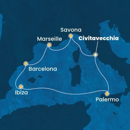 Itálie, Francie, Španělsko z Civitavecchia na lodi Costa Smeralda