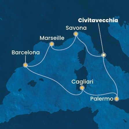 Itálie, Francie, Španělsko z Civitavecchia na lodi Costa Smeralda