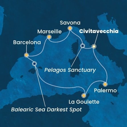Itálie, Francie, Španělsko, Tunisko z Civitavecchia na lodi Costa Toscana