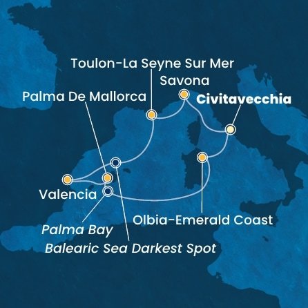 Itálie, Francie, Španělsko z Civitavecchia na lodi Costa Pacifica