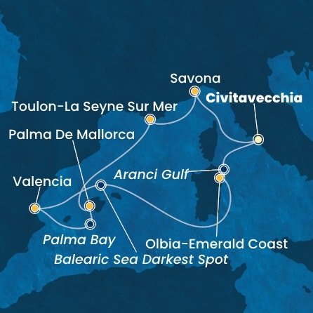 Itálie, Francie, Španělsko z Civitavecchia na lodi Costa Pacifica