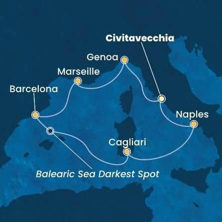 Itálie, Francie, Španělsko z Civitavecchia na lodi Costa Toscana