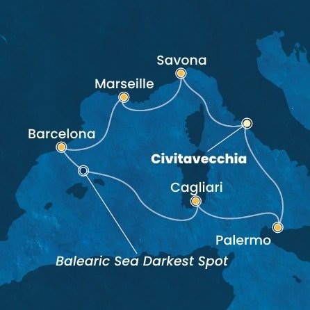 Itálie, Francie, Španělsko z Civitavecchia na lodi Costa Pacifica