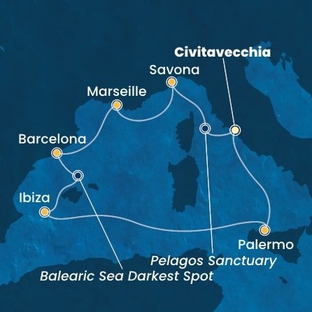 Itálie, Francie, Španělsko z Civitavecchia na lodi Costa Toscana