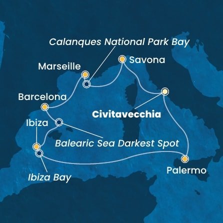 Itálie, Francie, Španělsko z Civitavecchia na lodi Costa Toscana