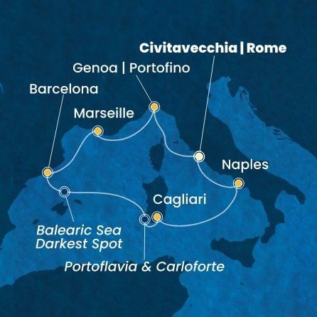 Itálie, Francie, Španělsko z Civitavecchia na lodi Costa Smeralda
