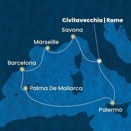 Itálie, Francie, Španělsko z Civitavecchia na lodi Costa Toscana