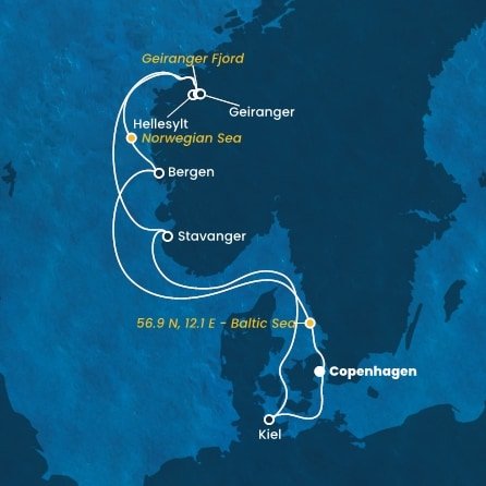 Dánsko, , Norsko, Německo z Kodaně na lodi Costa Diadema