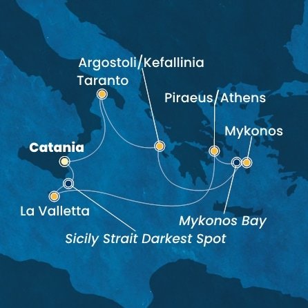 Itálie, Řecko, Malta z Katánie na lodi Costa Fascinosa
