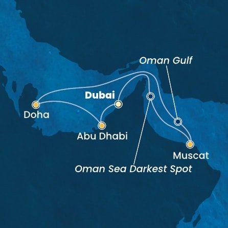 Spojené arabské emiráty, Omán, Katar z Dubaje na lodi Costa Smeralda