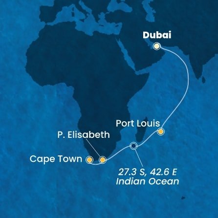 Spojené arabské emiráty, Mauricius, Jihoafrická republika z Dubaje na lodi Costa Smeralda