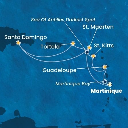 Martinik, Guadeloupe, Svatý Kryštof a Nevis, Britské Panenské ostrovy, Dominikánská republika, Svatý Martin z Fort-de-France na lodi Costa Favolosa