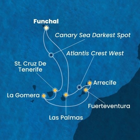 Portugalsko, Španělsko, La Gomera z Funchalu na lodi Costa Fortuna