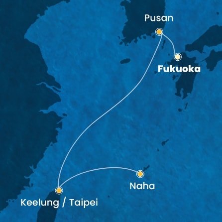Japonsko, Jižní Korea, Tchaj-wan z Fukuoky na lodi Costa Serena