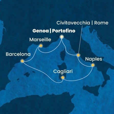 Itálie, Francie, Španělsko z Janova na lodi Costa Smeralda