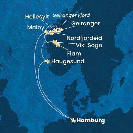 Německo, Norsko z Hamburku na lodi Costa Favolosa