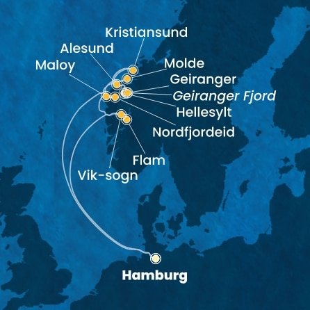 Německo, Norsko z Hamburku na lodi Costa Favolosa