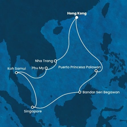 Čína, Vietnam, Thajsko, Singapur, Brunej, Filipíny z Hong Kongu na lodi Costa Serena