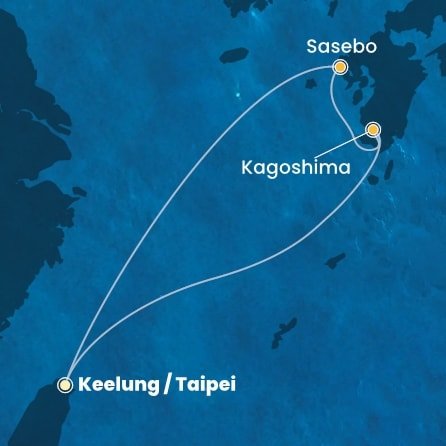 Tchaj-wan, Japonsko z Keelungu (Taipeje) na lodi Costa Serena