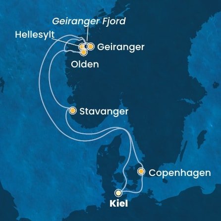 Německo, Dánsko, Norsko z Kielu na lodi Costa Diadema