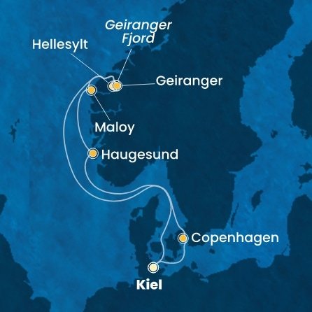 Německo, Dánsko, Norsko z Kielu na lodi Costa Diadema