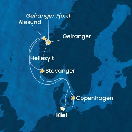 Německo, Dánsko, Norsko z Kielu na lodi Costa Diadema