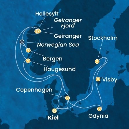 Německo, Dánsko, Polsko, Švédsko, Norsko z Kielu na lodi Costa Diadema