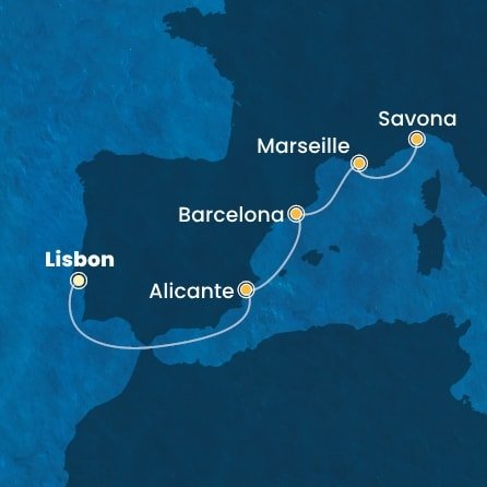 Portugalsko, Španělsko, Francie, Itálie z Lisabonu na lodi Costa Pacifica