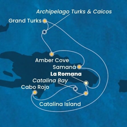 Dominikánská republika, Zámořské území Velké Británie z La Romany na lodi Costa Pacifica