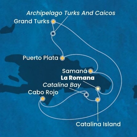 Dominikánská republika, Zámořské území Velké Británie z La Romany na lodi Costa Fascinosa