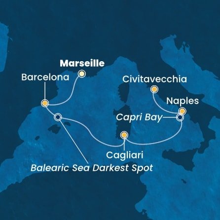Francie, Španělsko, Itálie z Marseille na lodi Costa Smeralda
