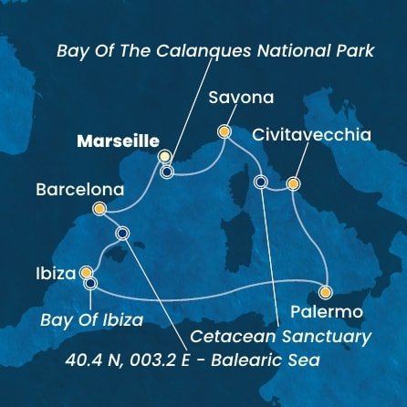 Francie, Španělsko, Itálie z Marseille na lodi Costa Toscana