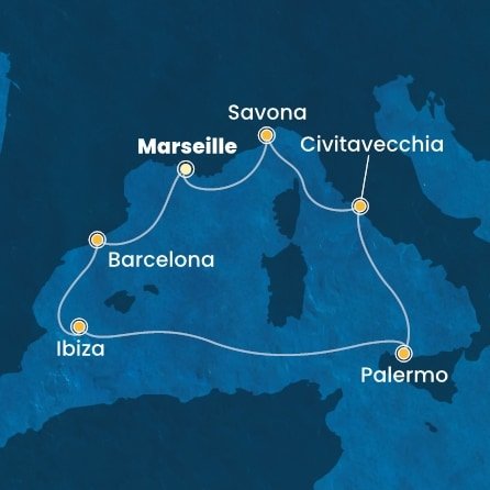 Francie, Španělsko, Itálie z Marseille na lodi Costa Smeralda