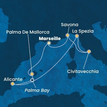 Francie, Španělsko, Itálie z Marseille na lodi Costa Pacifica