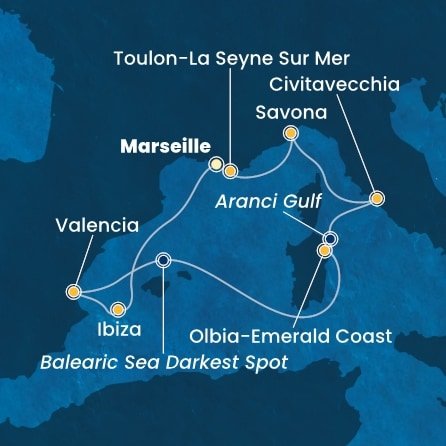 Francie, Španělsko, Itálie z Marseille na lodi Costa Pacifica