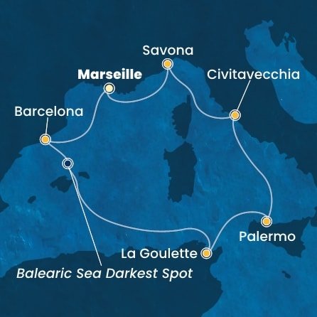 Francie, Španělsko, Tunisko, Itálie z Marseille na lodi Costa Pacifica
