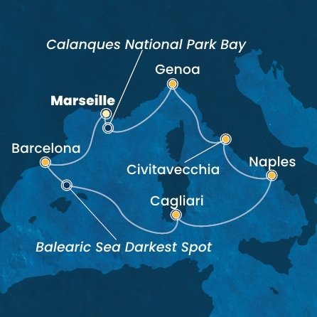 Francie, Španělsko, Itálie z Marseille na lodi Costa Toscana