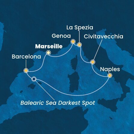 Francie, Španělsko, Itálie z Marseille na lodi Costa Toscana