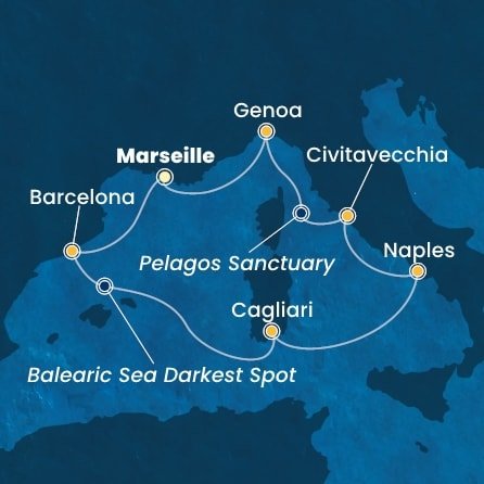 Francie, Španělsko, Itálie z Marseille na lodi Costa Smeralda Francie, Španělsko, Itálie z Marseille na lodi Costa Smeralda